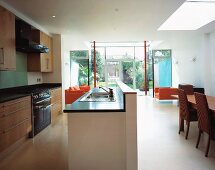 Open-plan kitchen with dining area