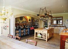 Large kitchen-dining room in English manor house