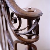Detail of wrought iron handrail of elegant staircase