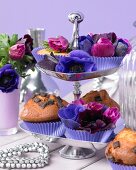 Muffins topped with anemones
