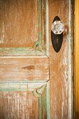 Crystal doorknob on wooden door