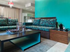 Contemporary Teal living room