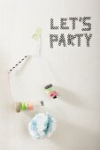 Party decoration on wall made of washi tape