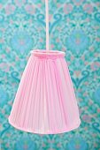 Hand-crafted pendant lamp with pink lampshade