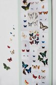 Colourful butterfly prints stuck on wall panel