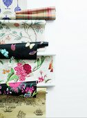 Rolls of wallpaper with different patterns