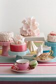 Vintage-style cups and cakes stands