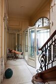 Foyer with vestibule in Art-Nouveau villa with antique ambiance