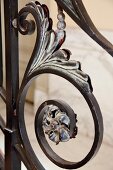 Detail of ornate, vintage wrought iron balustrade
