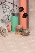 Festive craft materials in pastel shades