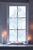 Christmas paper stars as window decoration