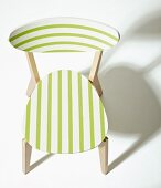 Wooden chair revamped with white and green stripes