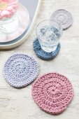 Pastel crocheted coasters