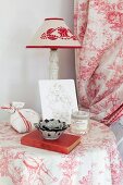 Arrangement of various red and white fabrics