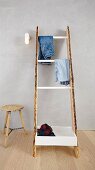DIY, wooden ladder-style clothes rack