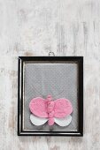 Hand-made felt butterfly in vintage picture frame