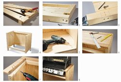 Instructions for building an outdoor kitchen cupboard from tongue and groove boards