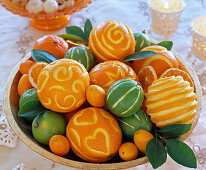Carving patterns in oranges and limes
