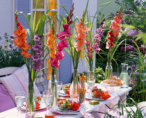 Bouquets made of gladiolus and miscanthus