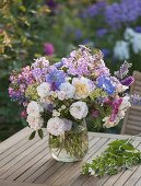 Bouquet of fragrant pinks (roses), Phlox maculata 'Natascha'