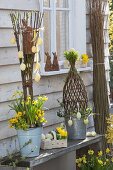 Living wickerwork as an Easter decoration on the terrace
