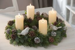 Natural Abies (fir) and Buxus (Box) Advent wreath