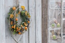 Mediterranean door wreath, dried orange slices