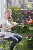 Balcony with spring flowers