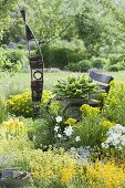 Gelbes Beet mit Erysimum 'Zwerg' (Teppich - Goldlack), Euphorbia