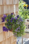 Build hanging basket out of wicker and floor wood
