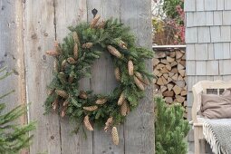 Natural wreath made of Picea (pine) with cones