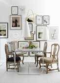 White dining table and artworks