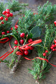 Christmas posies for guests or for decorating the dining table