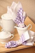 Coffee service and hand-sewn linen napkins