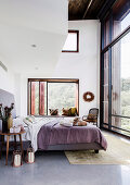 Bedroom with modern ethnic flair in the architect's house