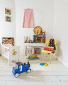 Vintage-style toys in old-fashioned child's bedroom
