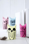DIY-'Owls' from cardboard rolls