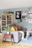 Living room in shades of grey and brown