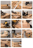 Instructions for making a coffee table from pallets and a glass top
