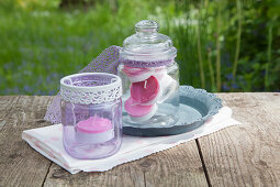 Handmade lilac tealights