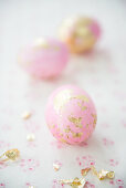 Pink eggs with gold leaf
