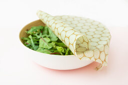 Handmade waxed wraps for keeping food fresh, such as lettuce