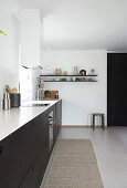 Kitchenette with dark front in white kitchen