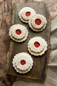 Festive arrangement of faux Christmas biscuits made from felt