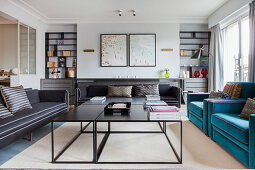 Custom sofas and coffee tables in living room