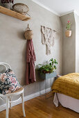 Bedroom with lime-washed walls