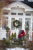 Veranda decorated for Christmas