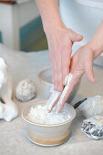 Prepared chalk for use in face masks or back masks