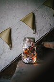DIY Lanterns with dried flowers and fairy lights
