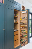 Built-in pantry cupboard with open door